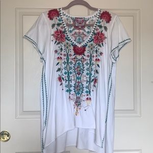 Johnny Was floral embroidered top